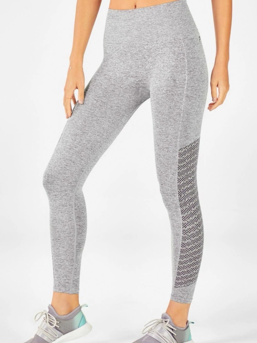 Fabletics Sync Seamless High-Waisted 7/8 Leggings - Heathered Gray Like New M/L